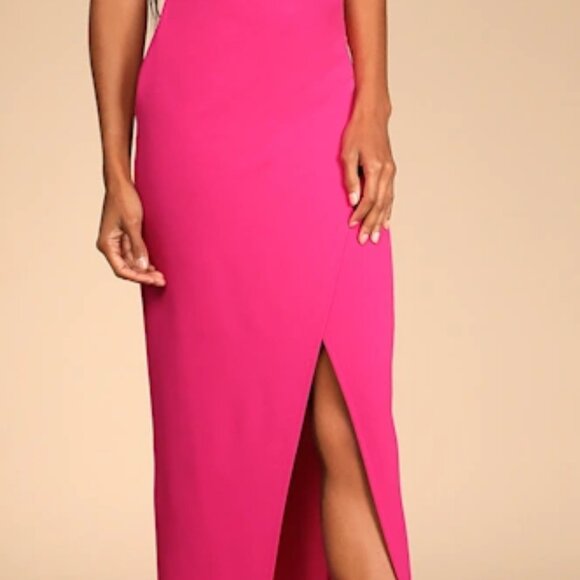 Lulus Sweetest Admirer Magenta Ruched Surplice Maxi Dress Pink - Size S - Picture 4 of 5